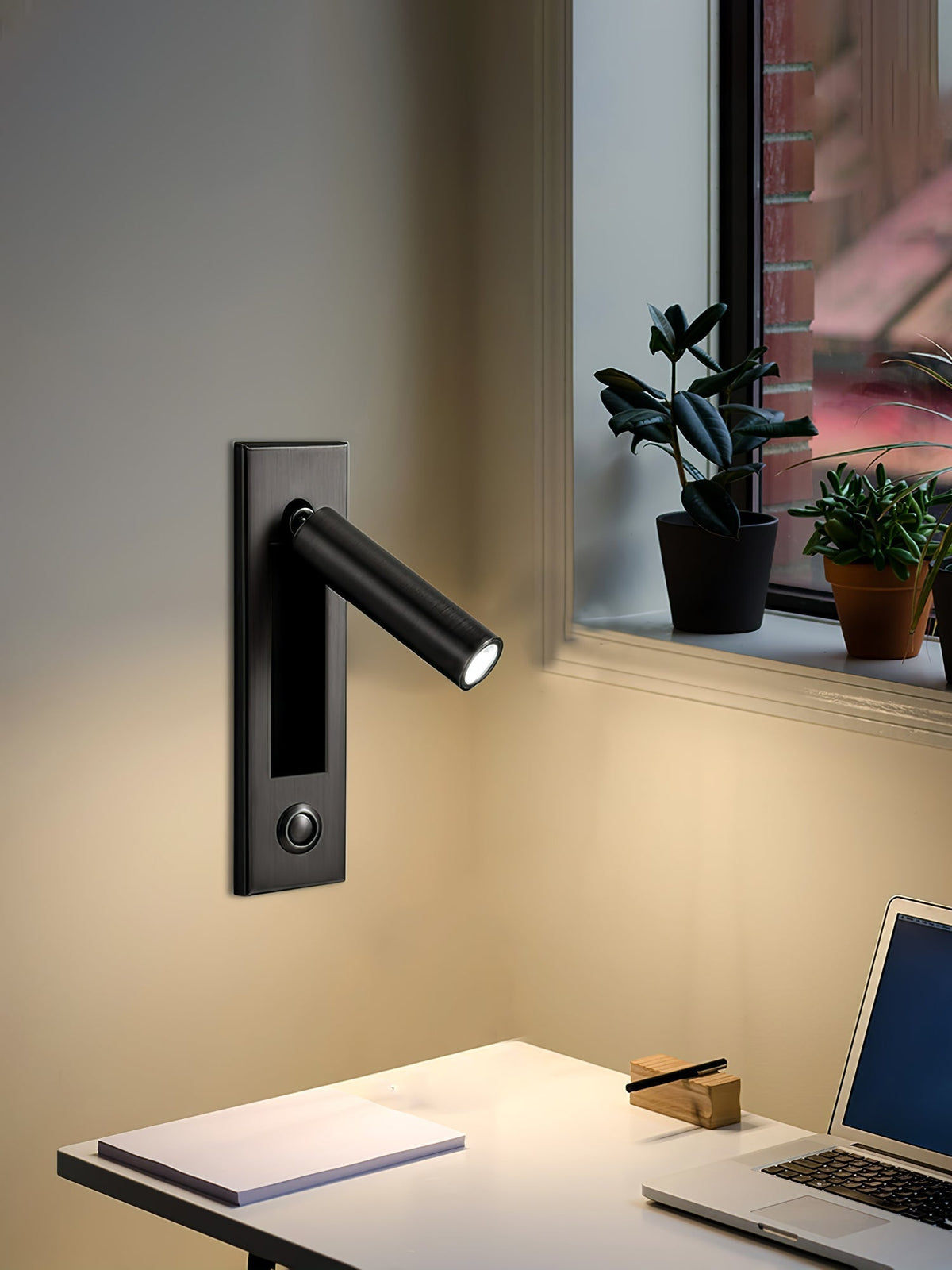 Lámpara de pared articulada de aluminio para lectura, estudio y cabecera