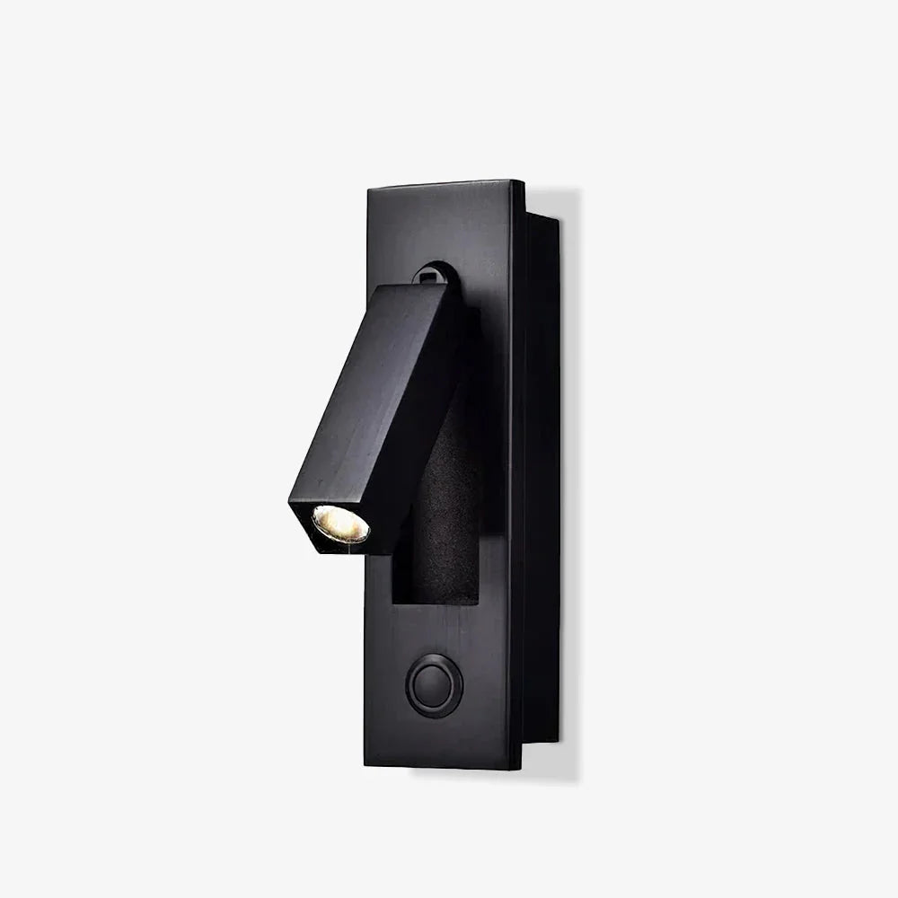 Verzonken LED-leeslamp 2 in aluminium, verstelbare wandlamp voor naast het bed, zwart, inbouw, voor slaapkamer, nachtkastje, taakverlichting, verborgen schakelaar | Thomler