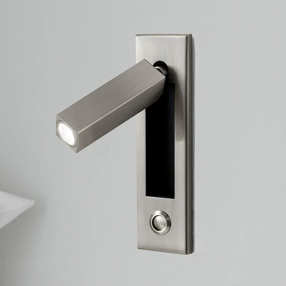 Verzonken LED-leeslamp 2 in aluminium, verstelbare wandlamp voor naast het bed, zwart, inbouw, voor slaapkamer, nachtkastje, taakverlichting, verborgen schakelaar | Thomler