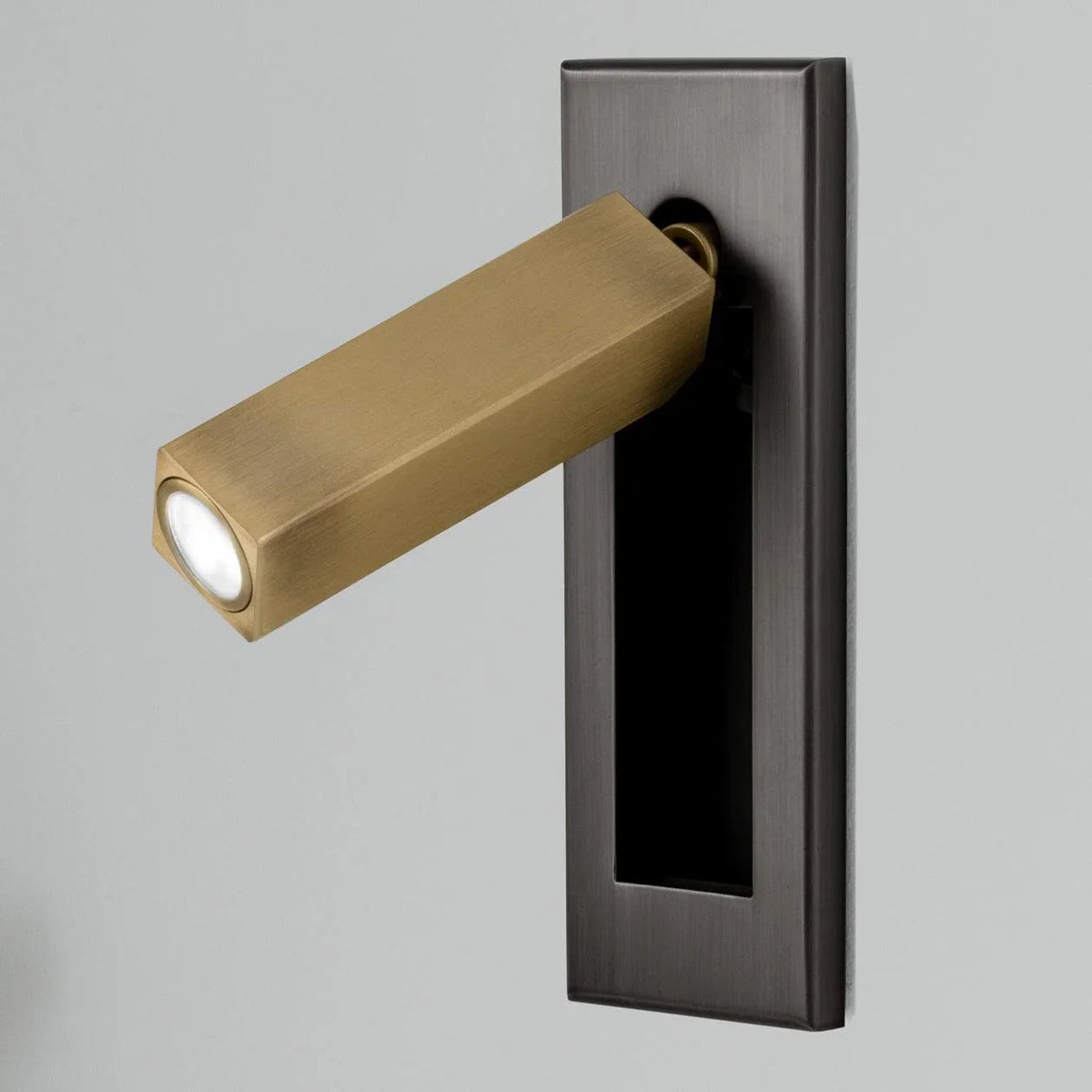 Verzonken LED-leeslamp 2 in aluminium, verstelbare wandlamp voor naast het bed, zwart, inbouw, voor slaapkamer, nachtkastje, taakverlichting, verborgen schakelaar | Thomler