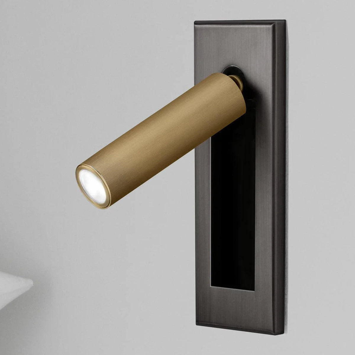 Verzonken LED-leeslamp 2 in aluminium, verstelbare wandlamp voor naast het bed, zwart, inbouw, voor slaapkamer, nachtkastje, taakverlichting, verborgen schakelaar | Thomler