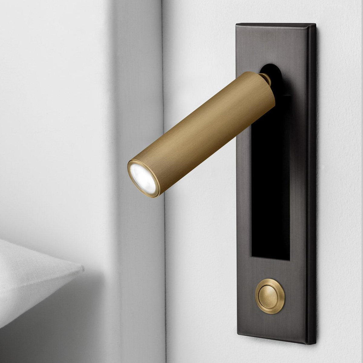 Lámpara de pared articulada de aluminio para lectura, estudio y cabecera