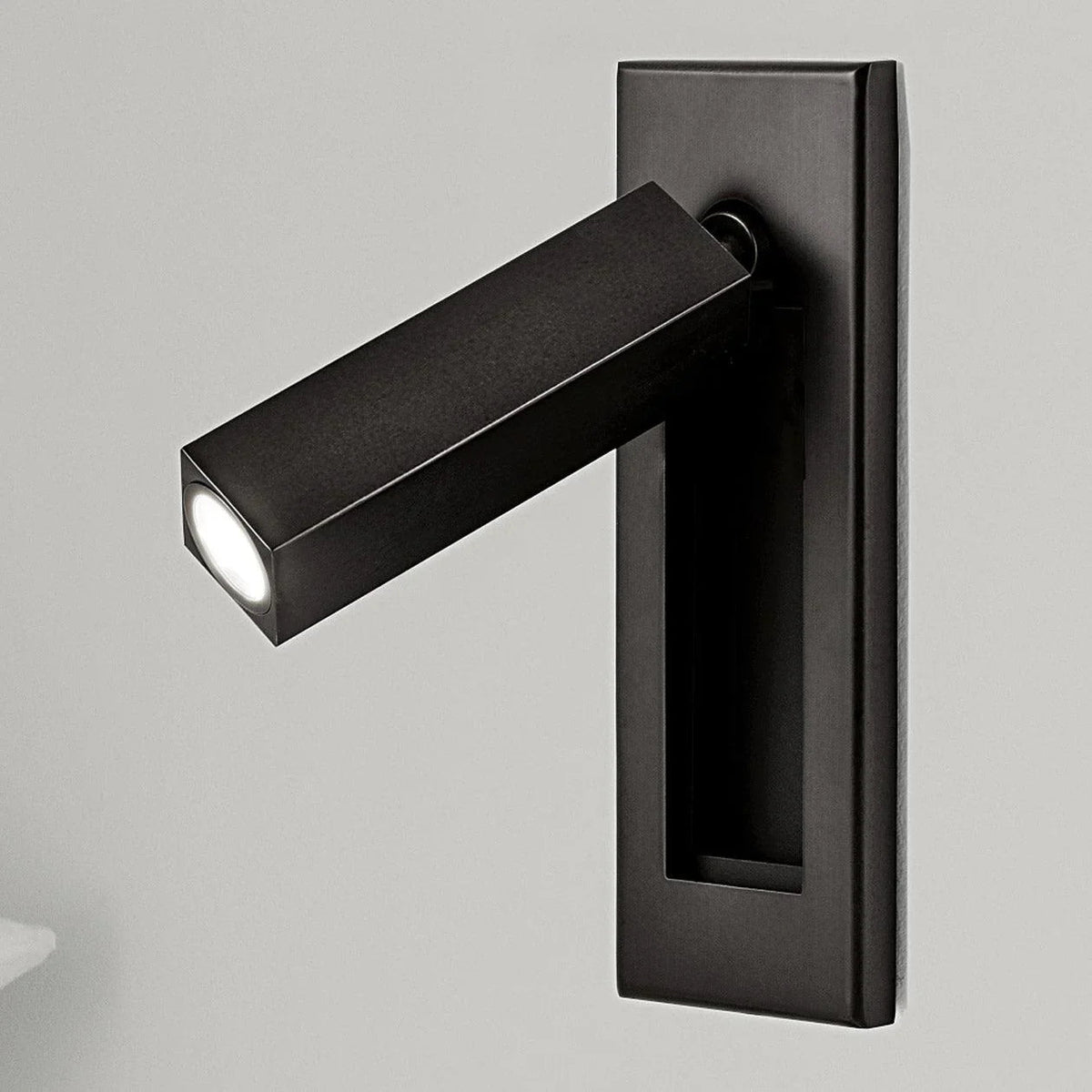 Verzonken LED-leeslamp 2 in aluminium, verstelbare wandlamp voor naast het bed, zwart, inbouw, voor slaapkamer, nachtkastje, taakverlichting, verborgen schakelaar | Thomler