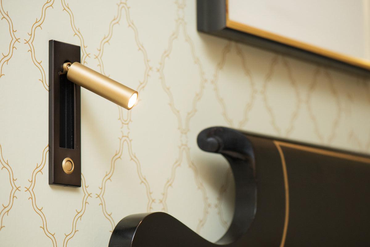 Lámpara de pared articulada de aluminio para lectura, estudio y cabecera