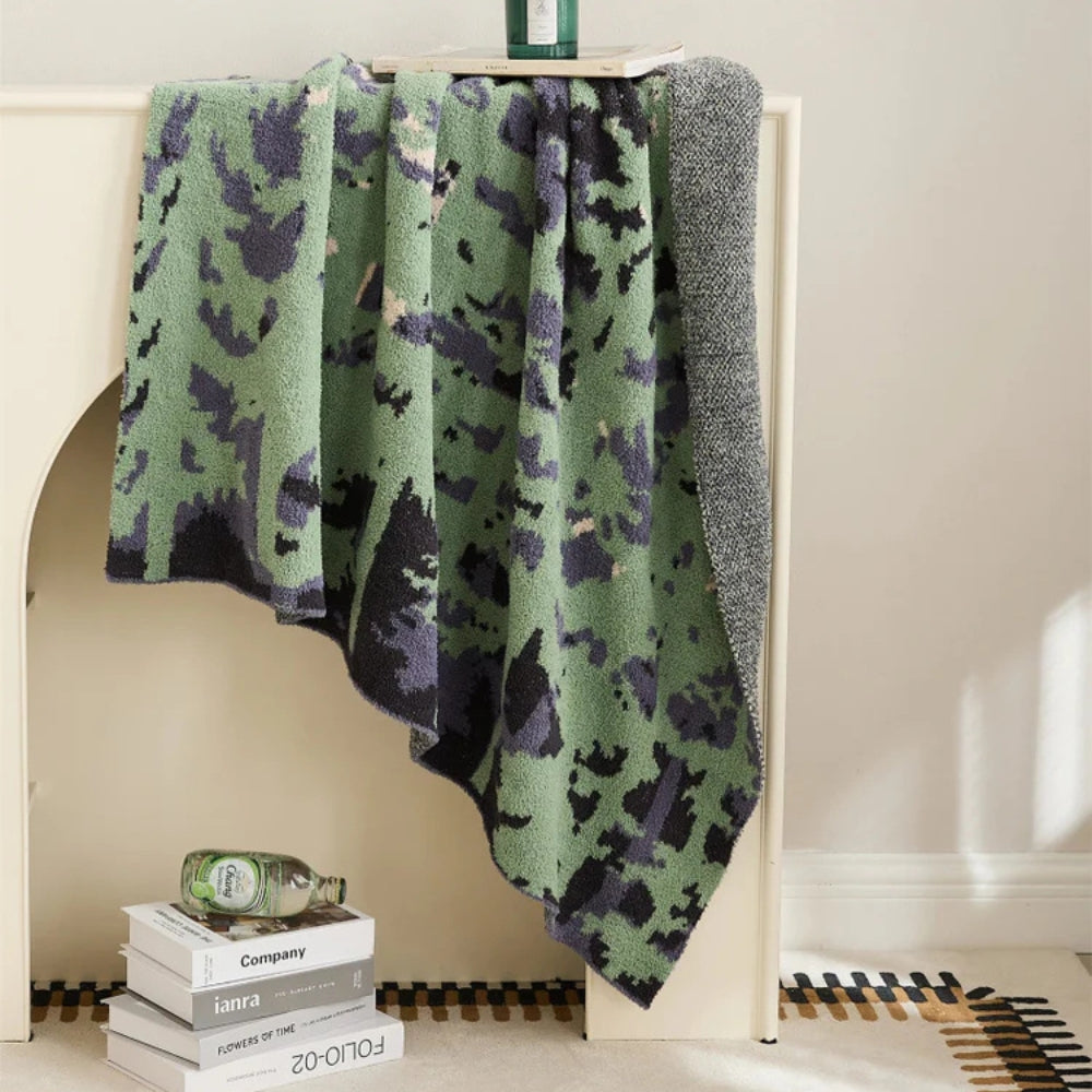 Textured Microfiber Knit Throw Blanket 51×63 Inches – Forest Pattern for Couch, Bed & Travel