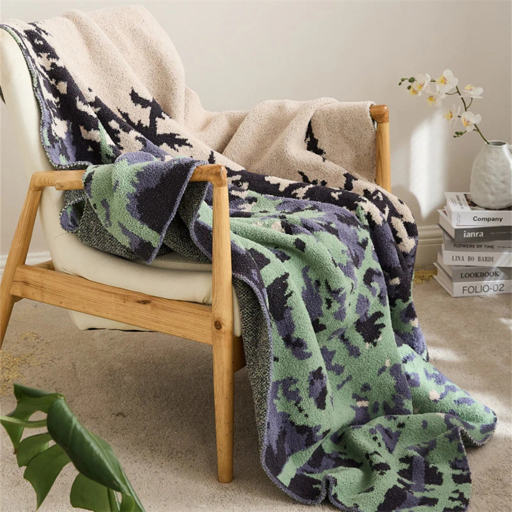 Textured Microfiber Knit Throw Blanket 51×63 Inches – Forest Pattern for Couch, Bed & Travel