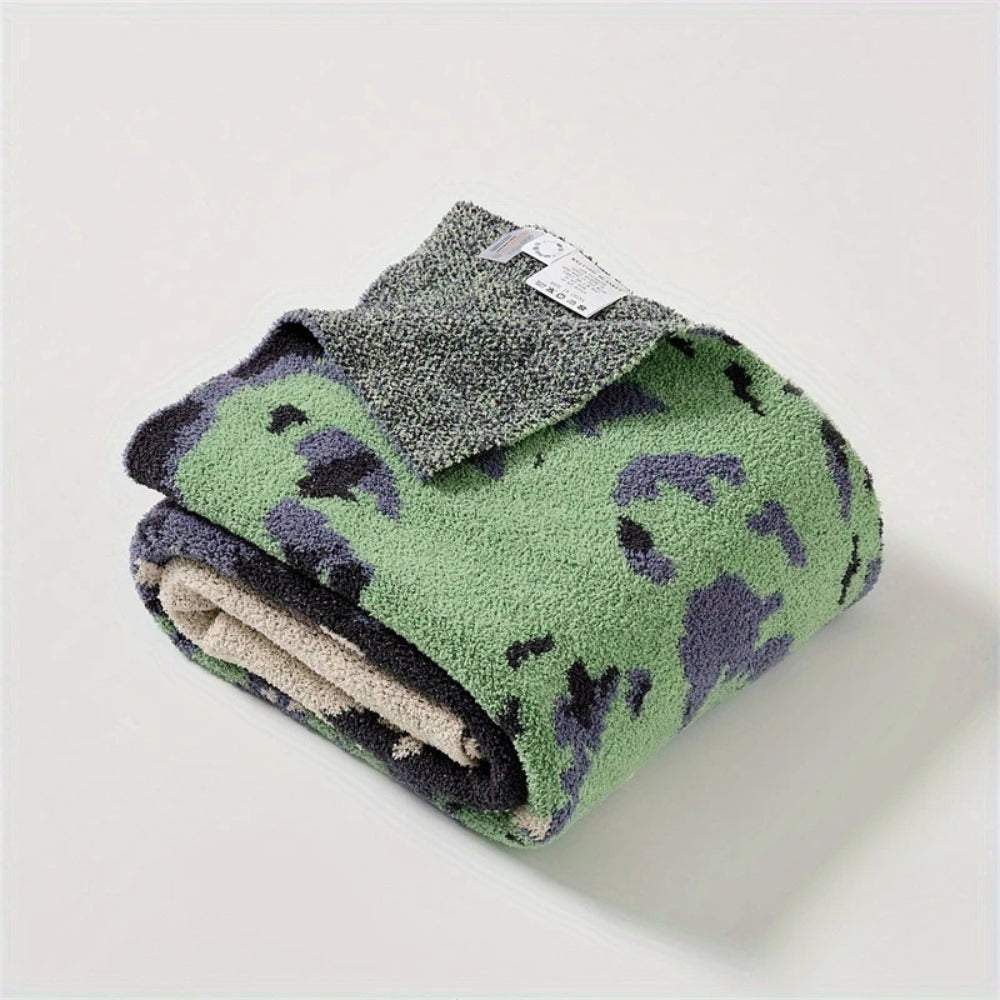 Textured Microfiber Knit Throw Blanket 51×63 Inches – Forest Pattern for Couch, Bed & Travel