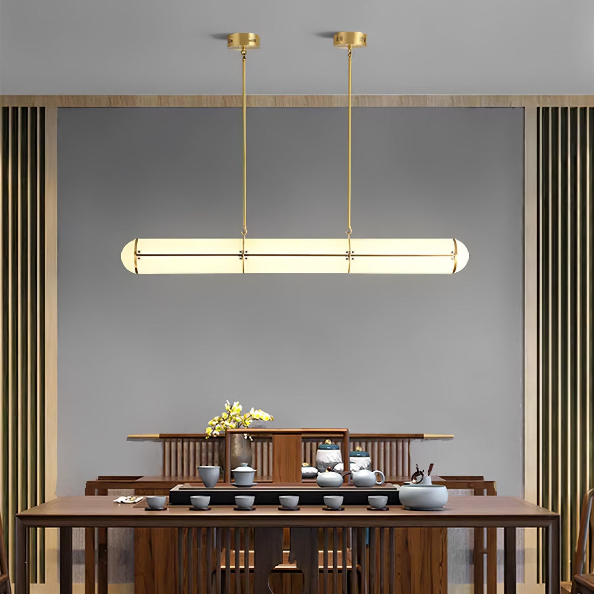 Lámpara LED lineal ajustable de 59 pulgadas, metal y acrílico, tres temperaturas de color para comedor, cocina, sala de estar, interior moderno L | Thomler