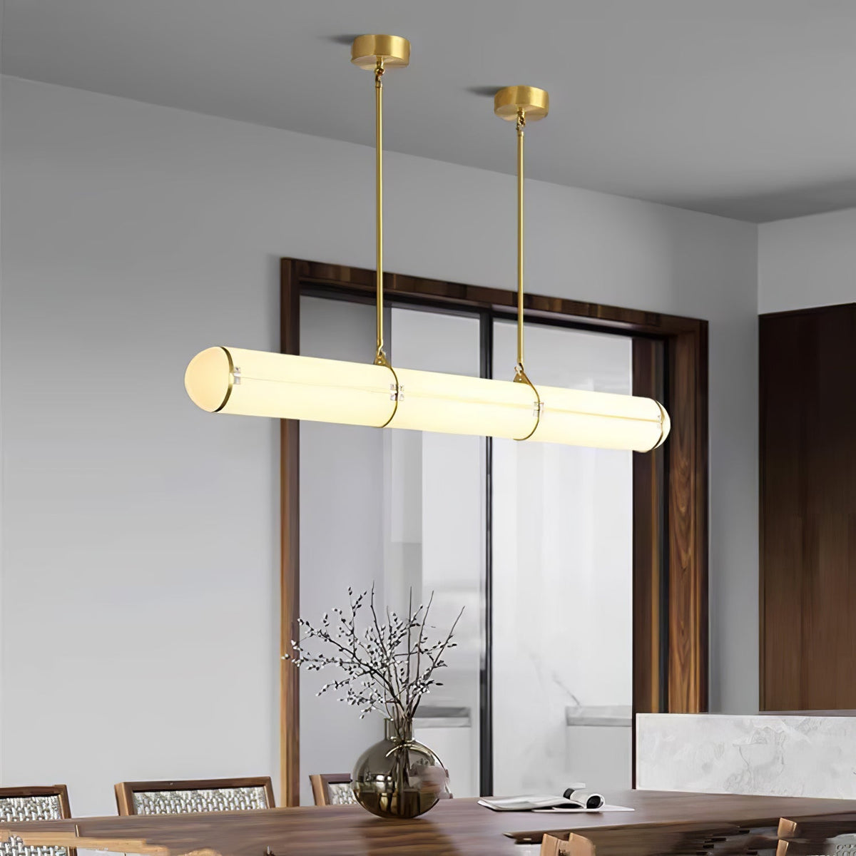 Lámpara LED lineal ajustable de 59 pulgadas, metal y acrílico, tres temperaturas de color para comedor, cocina, sala de estar, interior moderno L | Thomler