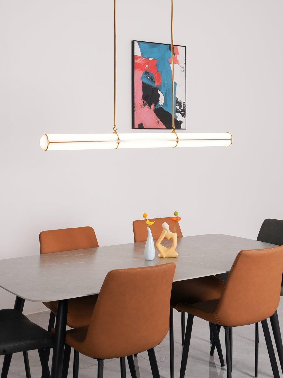 Lámpara LED lineal ajustable de 59 pulgadas, metal y acrílico, tres temperaturas de color para comedor, cocina, sala de estar, interior moderno L | Thomler