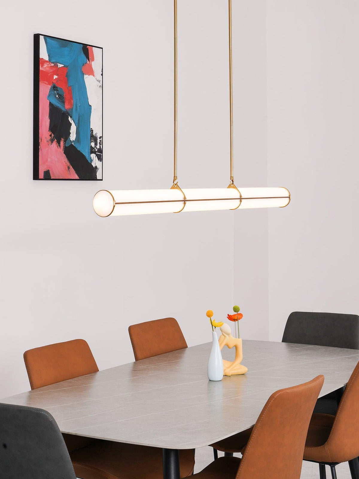 Lámpara LED lineal ajustable de 59 pulgadas, metal y acrílico, tres temperaturas de color para comedor, cocina, sala de estar, interior moderno L | Thomler
