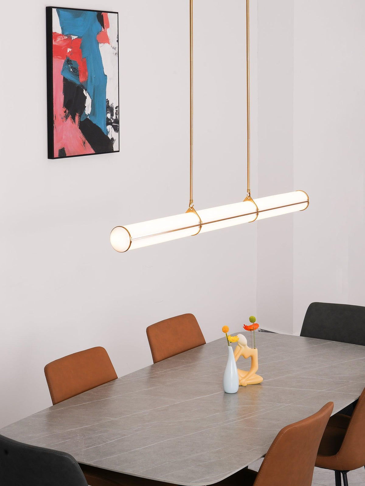 Lámpara LED lineal ajustable de 59 pulgadas, metal y acrílico, tres temperaturas de color para comedor, cocina, sala de estar, interior moderno L | Thomler