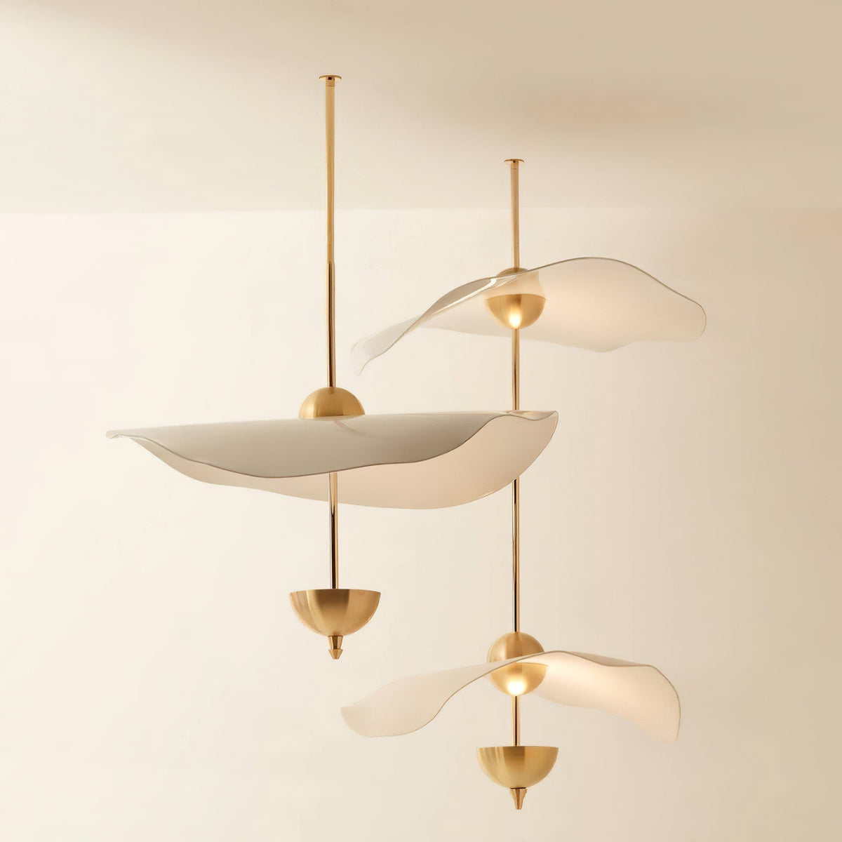 LED Pendant Light Fixture Gold Finish 16-24 in Hanging Chandelier for Kitchen Island Dining Room Living Room with Adjustable Rod Three Color