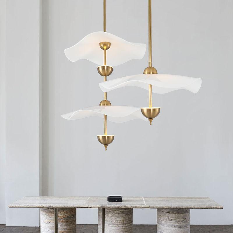 LED Pendant Light Fixture Gold Finish 16-24 in Hanging Chandelier for Kitchen Island Dining Room Living Room with Adjustable Rod Three Color