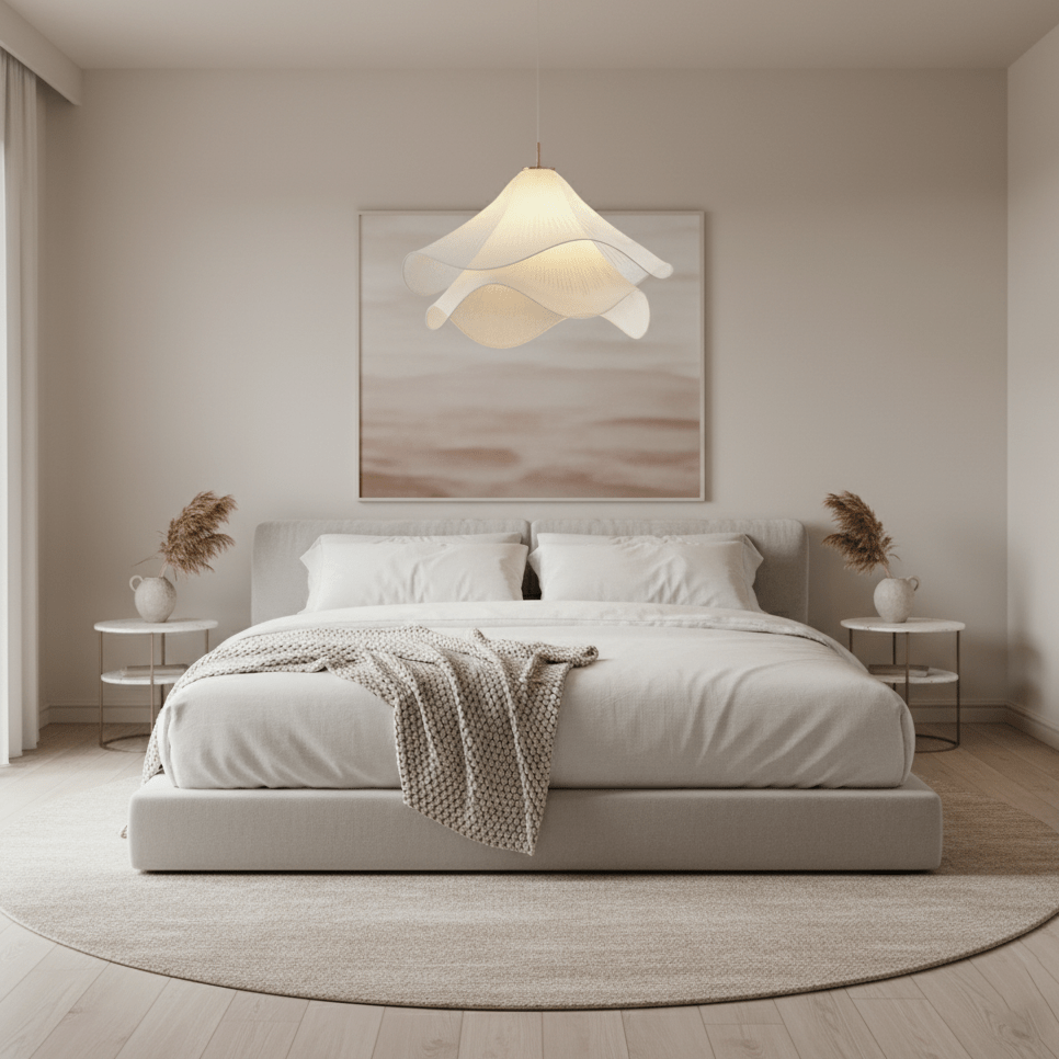 Lámpara colgante de pétalos de flores en capas, blanca y dorada, 24 pulgadas de diámetro, altura ajustable para comedor, cocina, dormitorio, sobre la mesa o isla | Thomler