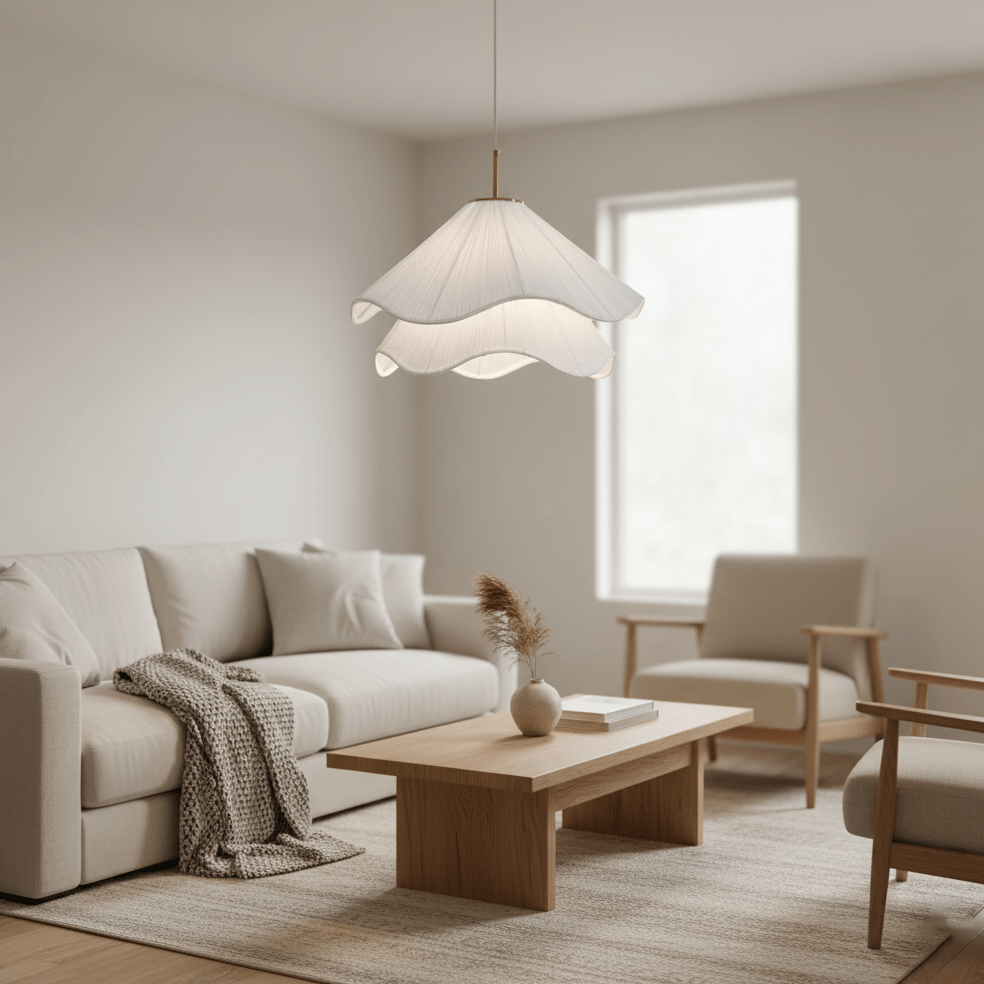 Lámpara colgante de pétalos de flores en capas, blanca y dorada, 24 pulgadas de diámetro, altura ajustable para comedor, cocina, dormitorio, sobre la mesa o isla | Thomler