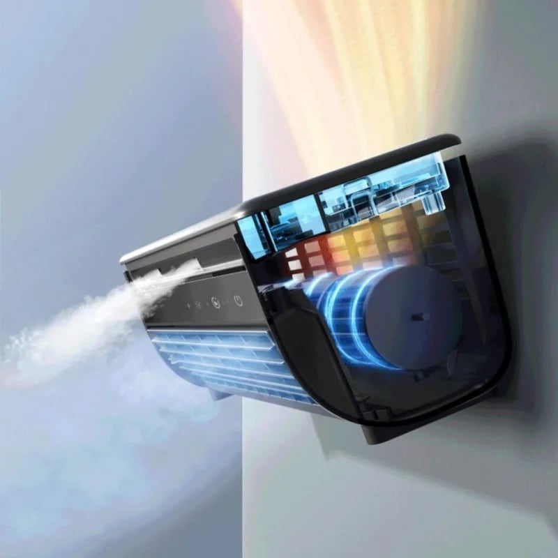 Ventilador enfriador de aire personal recargable con montaje en pared y 12 horas de batería para escritorio, oficina, dormitorio y uso doméstico