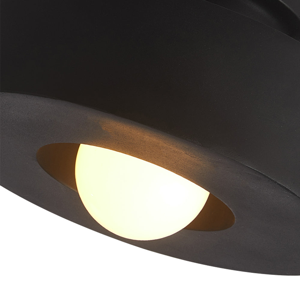 Flush Mount Drum Fixture 12-Inch Resin Shade Adjustable Brightness for Bedroom Den Hallway Low Profile 6-Inch Height Minimalist Japanese Sty | Thomler