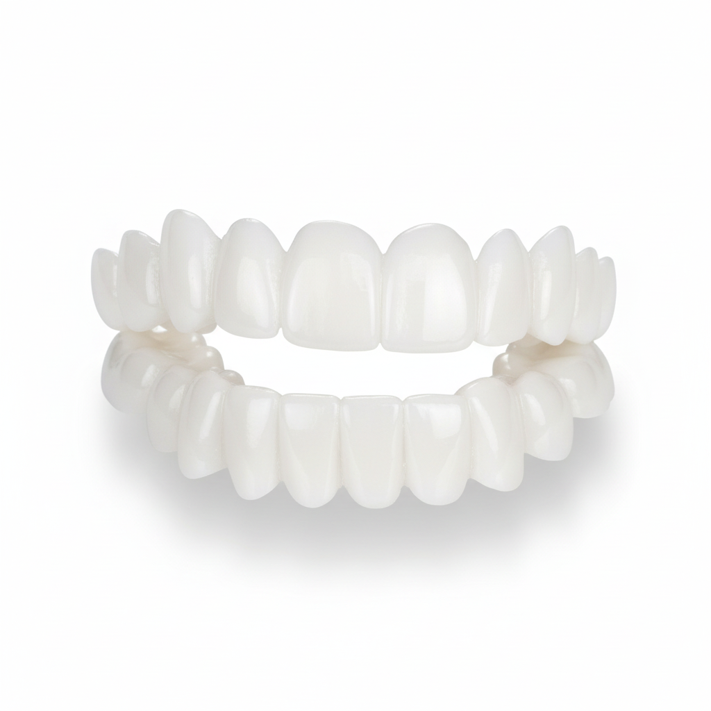 Snap-On kosmetische Zahnblenden für Ober- und Unterkiefer | Formbare Dental-Veneers | Hitzeverformbare, natürlich weiße Schiene | Wiederverwendbare Lächeln-Blende