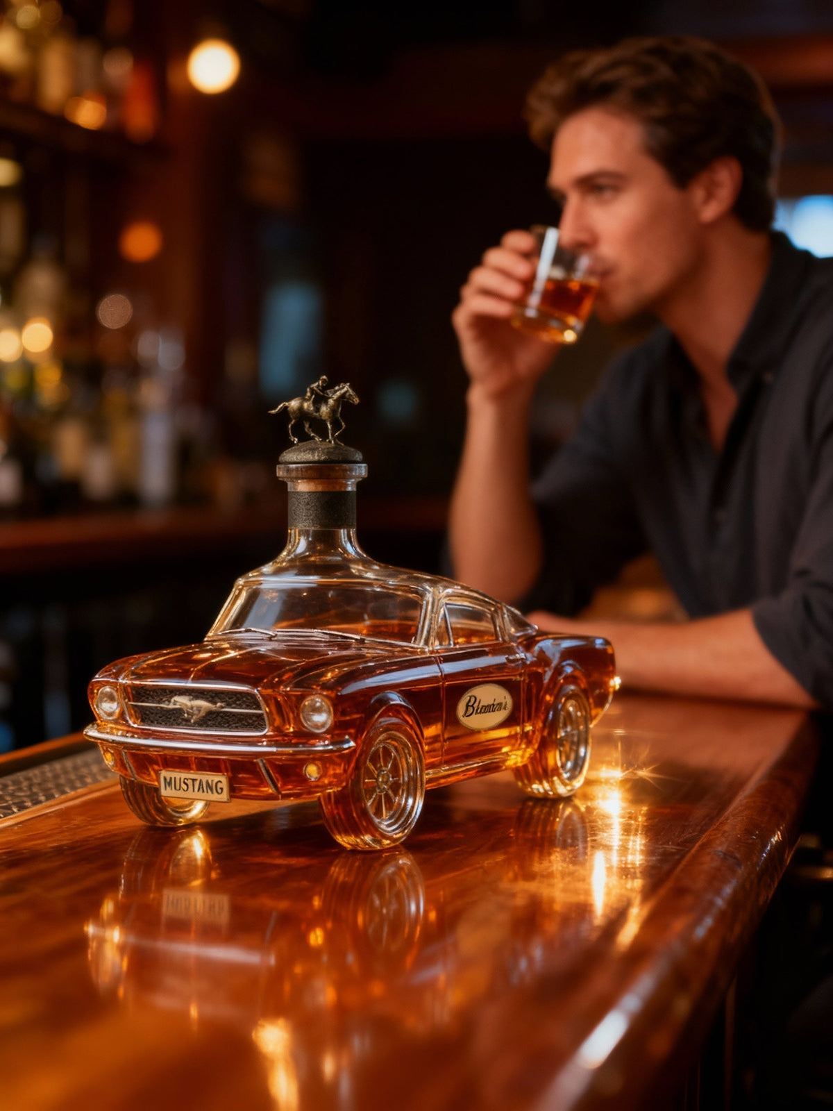 Muscle Car Glazen Karaf voor Whiskey, Bourbon & Sterke Drank – Verzamelobject Baraccessoires voor de Thuisbar, Man Cave & Woonkamer