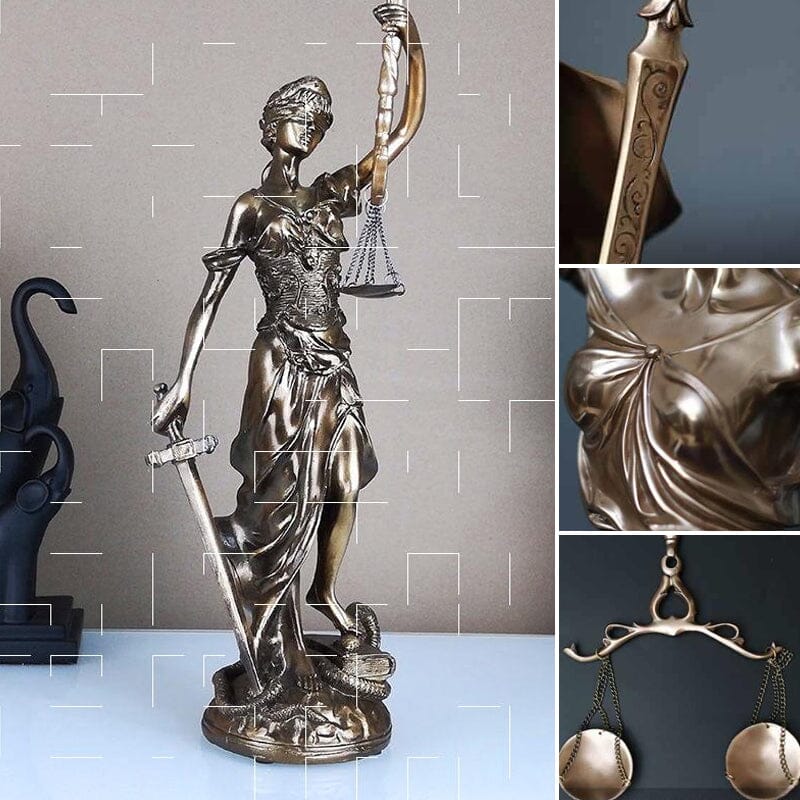 Lady-Justitia-Figur aus Kunstharz, 30 cm, bronzefarbene Statue für Büro, Schreibtisch, Bibliothek, Arbeitszimmer, Anwaltskanzlei, Dekoration, Rechtssymbol, Skulptur, Bücherregal-Ornament | Thomler