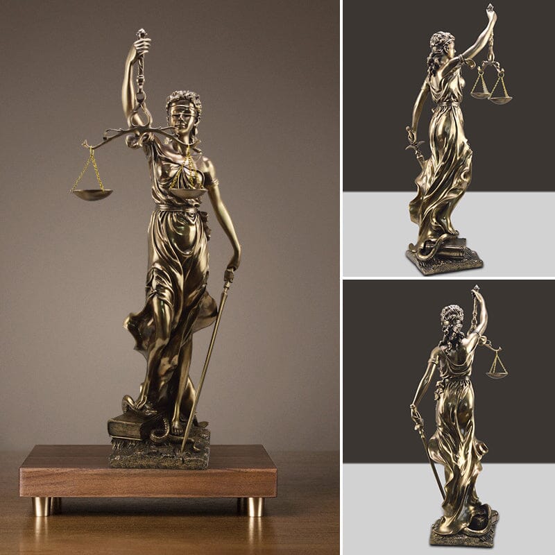 Lady-Justitia-Figur aus Kunstharz, 30 cm, bronzefarbene Statue für Büro, Schreibtisch, Bibliothek, Arbeitszimmer, Anwaltskanzlei, Dekoration, Rechtssymbol, Skulptur, Bücherregal-Ornament | Thomler