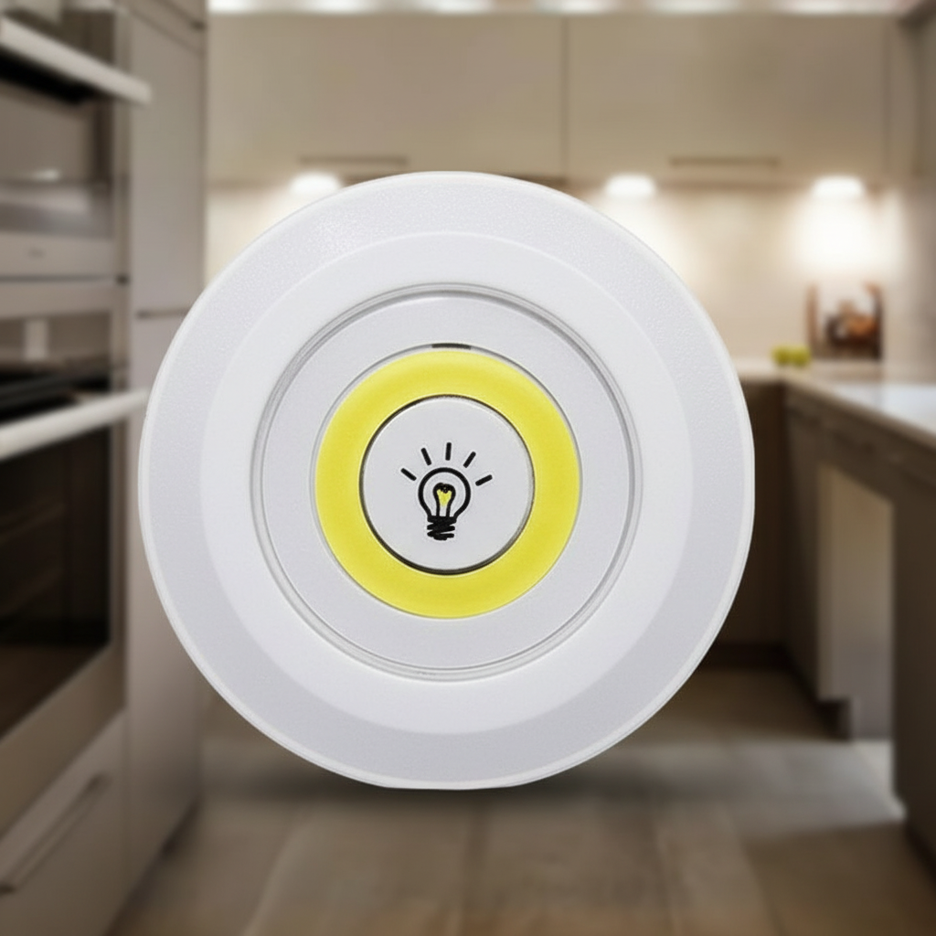 Batteriebetriebene LED-Puck-Leuchten mit Fernbedienung, 3er-Set, kabellose weiße Aufkleb-Spots für Schränke, Garderoben, Regale, Unterbauleuchten | Thomler