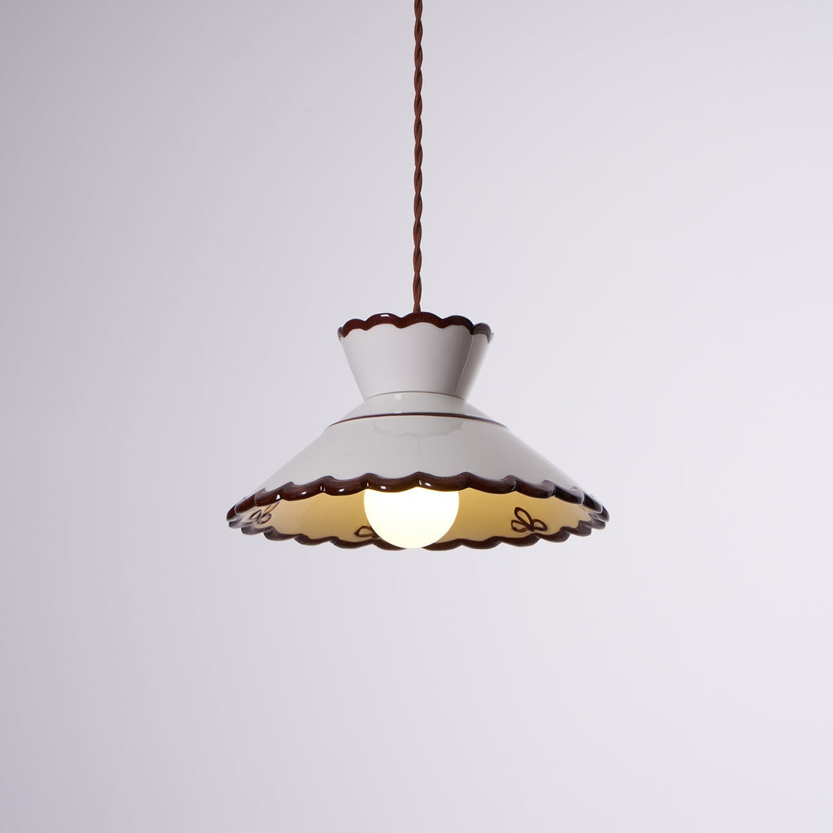 Handcrafted Ceramic Hanging Light with Floral Design 9.6 Inch Diameter Overhead Fixture Adjustable Cord E26 Socket for Dining Area Kitchen C | Thomler