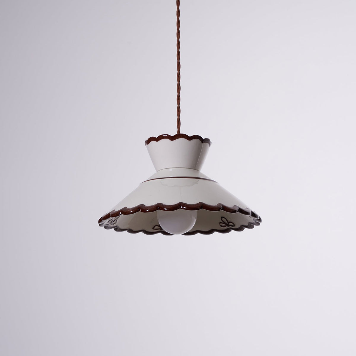 Handcrafted Ceramic Hanging Light with Floral Design 9.6 Inch Diameter Overhead Fixture Adjustable Cord E26 Socket for Dining Area Kitchen C | Thomler