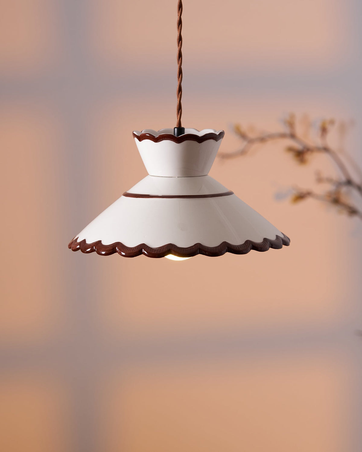 Handcrafted Ceramic Hanging Light with Floral Design 9.6 Inch Diameter Overhead Fixture Adjustable Cord E26 Socket for Dining Area Kitchen C | Thomler