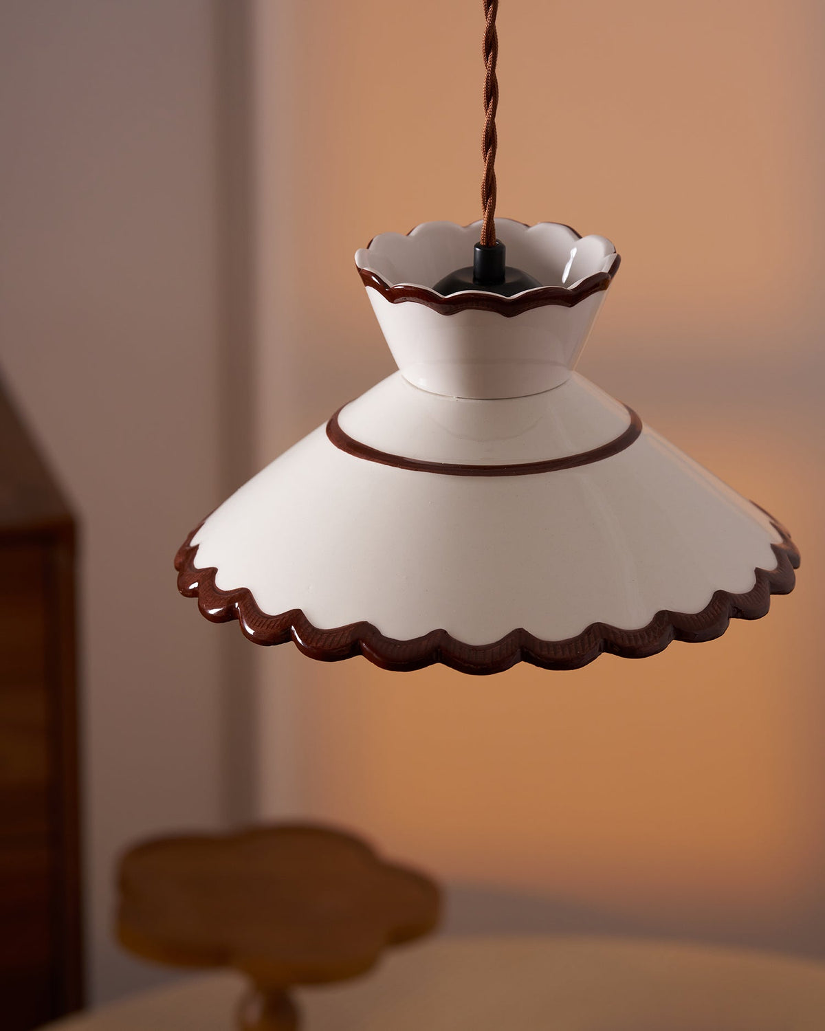 Handcrafted Ceramic Hanging Light with Floral Design 9.6 Inch Diameter Overhead Fixture Adjustable Cord E26 Socket for Dining Area Kitchen C | Thomler