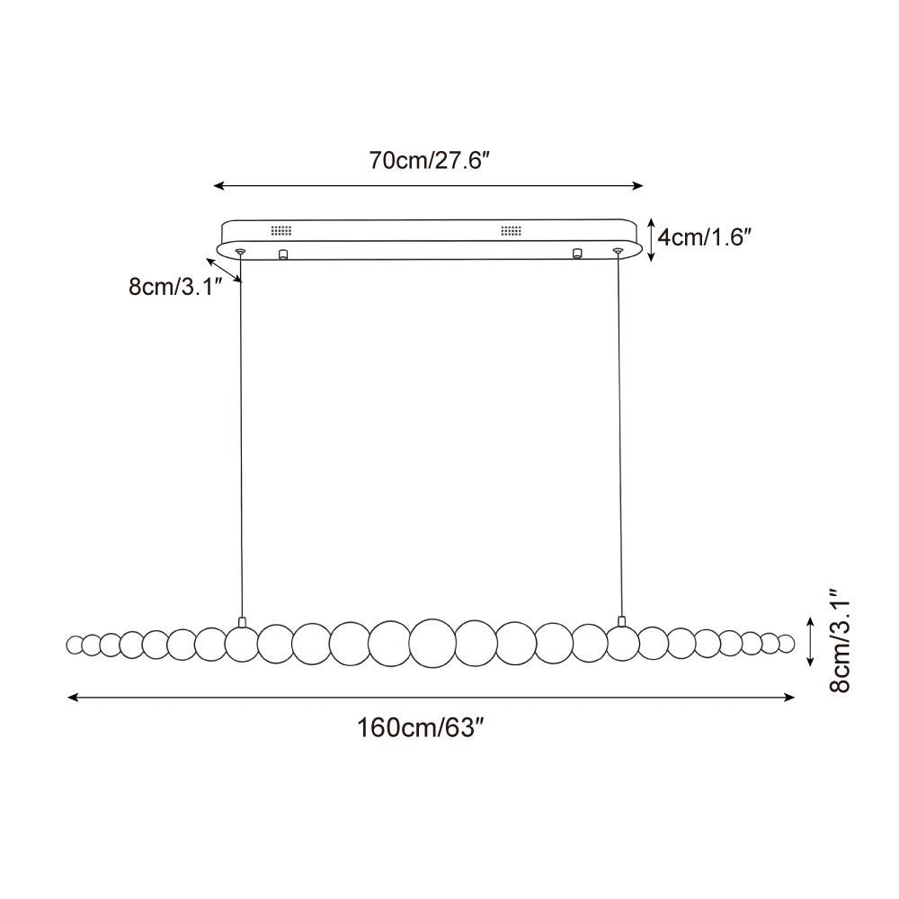 Hangende LED-armatuur 46 inch Metaal Hout Acryl Bolhanglamp 3000K Eigentijdse plafondlamp voor kookeiland eettafel | Thomler
