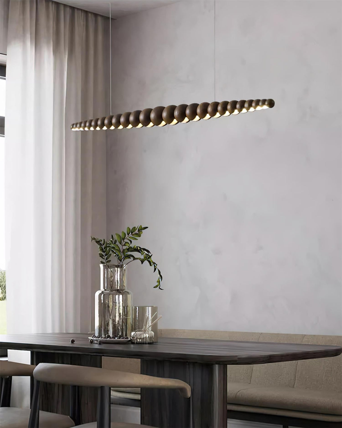 Hangende LED-armatuur 46 inch Metaal Hout Acryl Bolhanglamp 3000K Eigentijdse plafondlamp voor kookeiland eettafel | Thomler