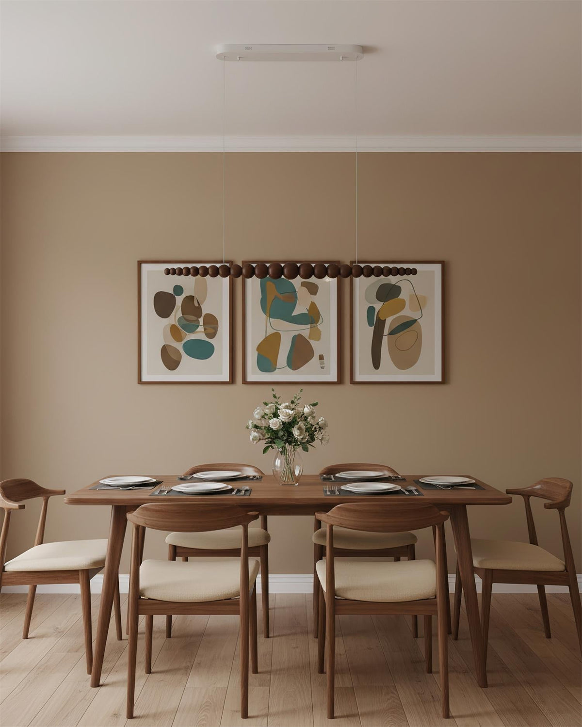 Hangende LED-armatuur 46 inch Metaal Hout Acryl Bolhanglamp 3000K Eigentijdse plafondlamp voor kookeiland eettafel | Thomler
