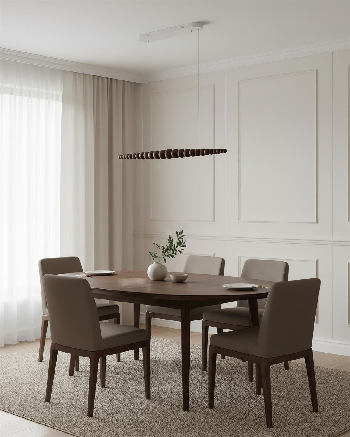 Hangende LED-armatuur 46 inch Metaal Hout Acryl Bolhanglamp 3000K Eigentijdse plafondlamp voor kookeiland eettafel | Thomler