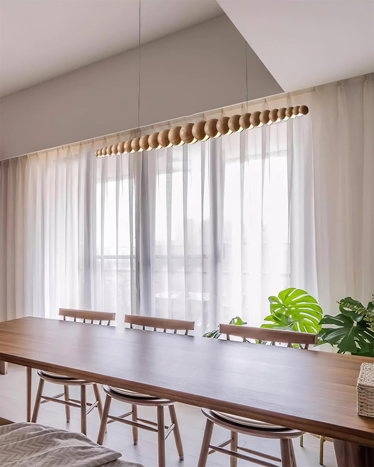 Hangende LED-armatuur 46 inch Metaal Hout Acryl Bolhanglamp 3000K Eigentijdse plafondlamp voor kookeiland eettafel | Thomler