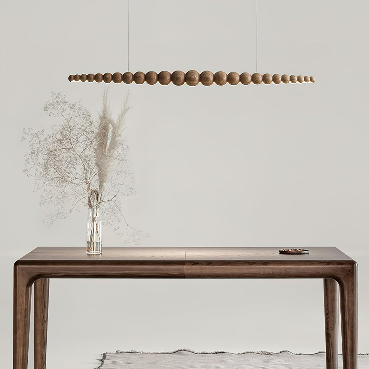 Lineare LED-Deckenleuchte Holz & Metall 3000K für Kücheninsel Esszimmer höhenverstellbare Pendelleuchte Barlicht modern minimalistisch Skandi | Thomler