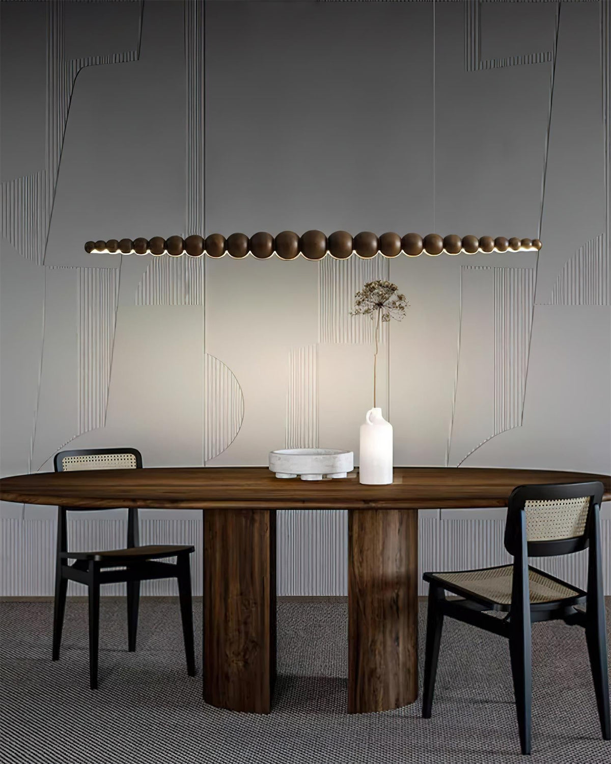 Hangende LED-armatuur 46 inch Metaal Hout Acryl Bolhanglamp 3000K Eigentijdse plafondlamp voor kookeiland eettafel | Thomler