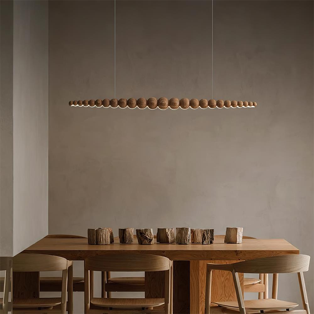 Hangende LED-armatuur 46 inch Metaal Hout Acryl Bolhanglamp 3000K Eigentijdse plafondlamp voor kookeiland eettafel | Thomler
