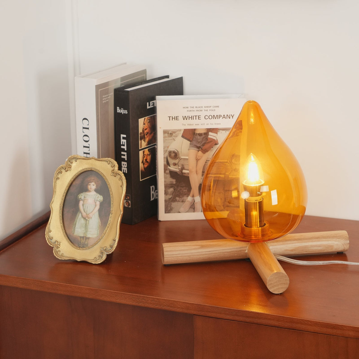 Handcrafted Orb Desk Lamp with Adjustable Color Settings – Wood & Glass Bedside Light for Cozy Home Office Reading Nook Nightstand – 12 Inch | Thomler