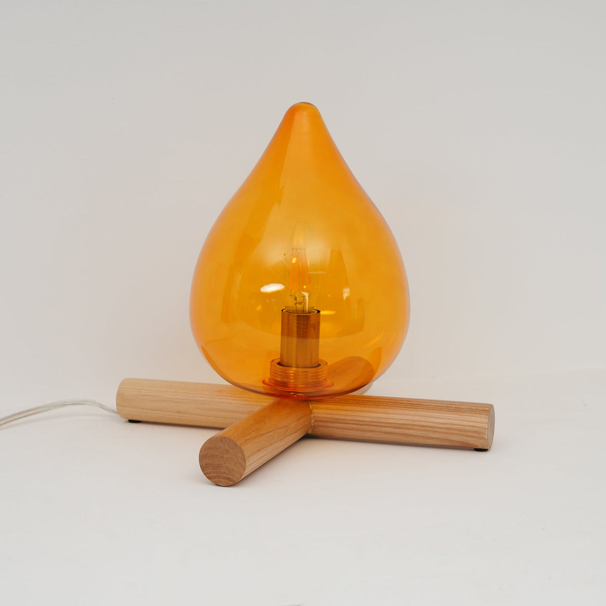 Handcrafted Orb Desk Lamp with Adjustable Color Settings – Wood & Glass Bedside Light for Cozy Home Office Reading Nook Nightstand – 12 Inch | Thomler