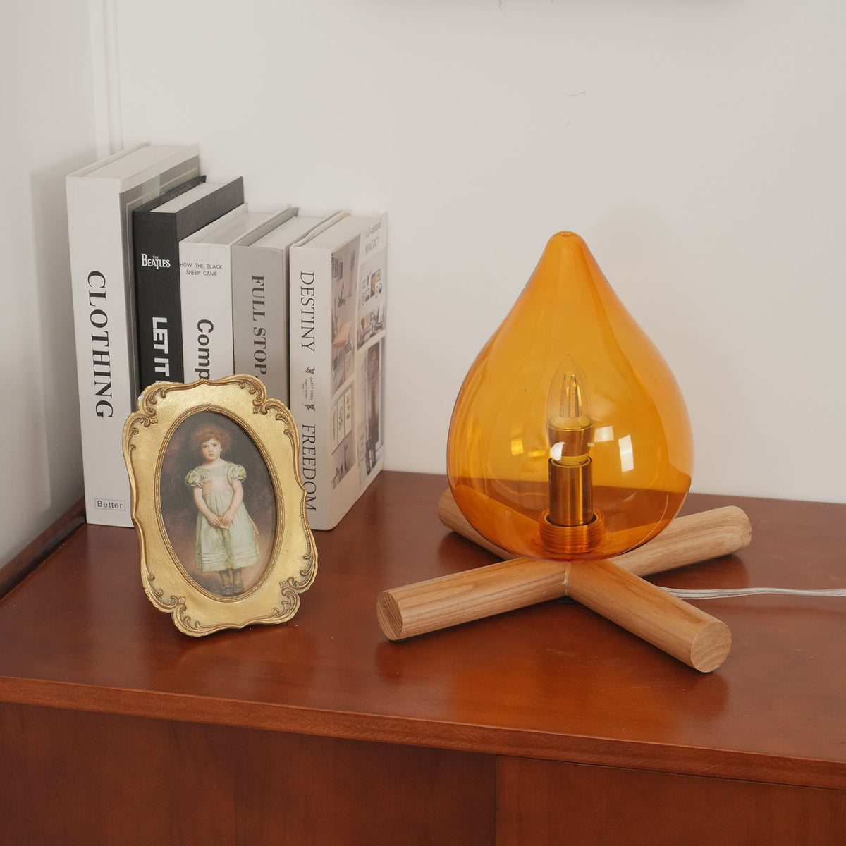 Handcrafted Orb Desk Lamp with Adjustable Color Settings – Wood & Glass Bedside Light for Cozy Home Office Reading Nook Nightstand – 12 Inch | Thomler