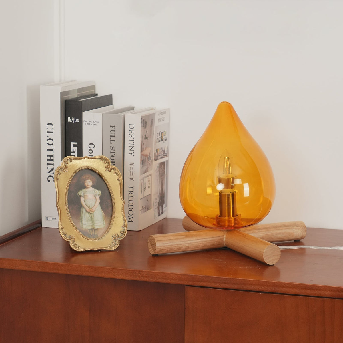 Handcrafted Orb Desk Lamp with Adjustable Color Settings – Wood & Glass Bedside Light for Cozy Home Office Reading Nook Nightstand – 12 Inch | Thomler