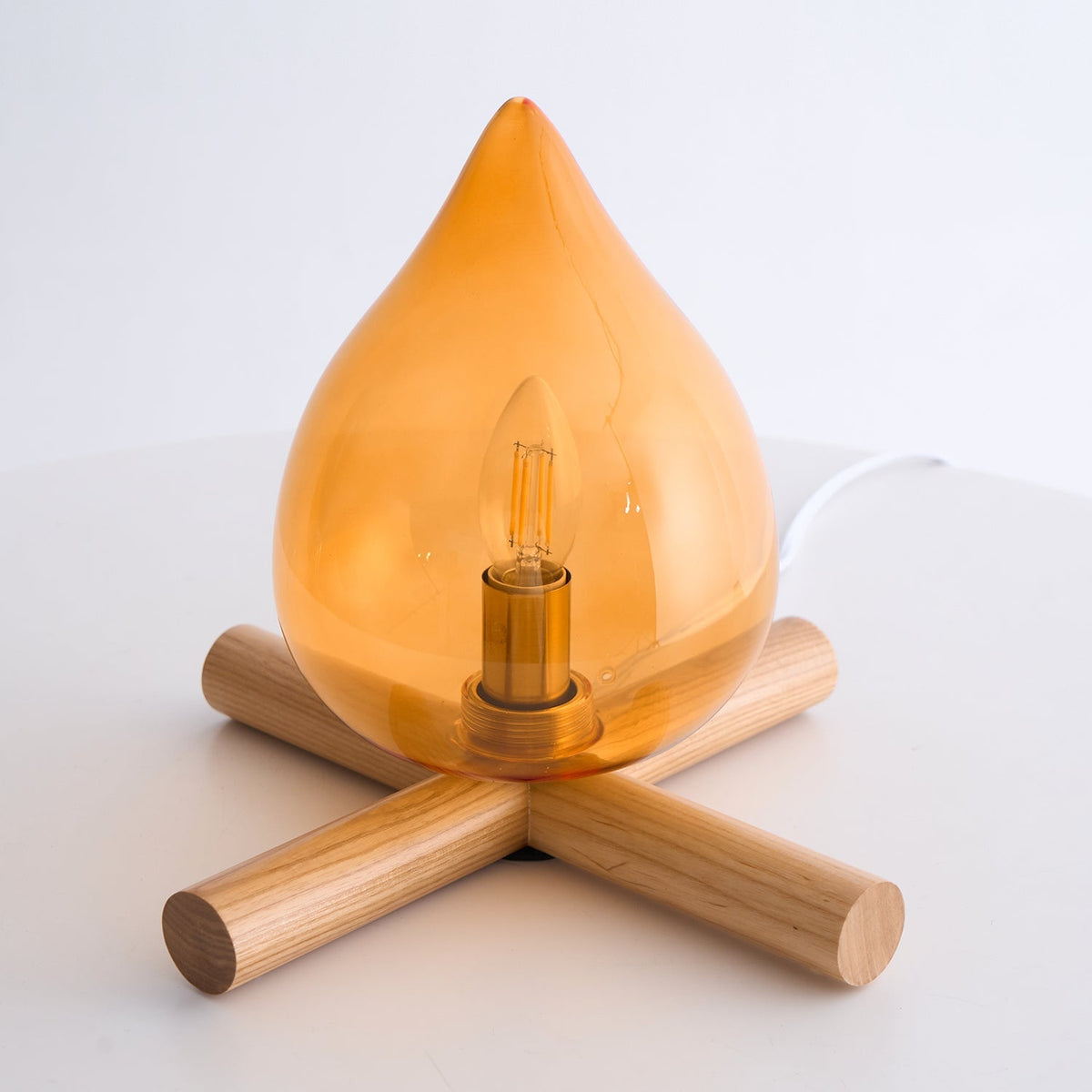 Handcrafted Orb Desk Lamp with Adjustable Color Settings – Wood & Glass Bedside Light for Cozy Home Office Reading Nook Nightstand – 12 Inch | Thomler