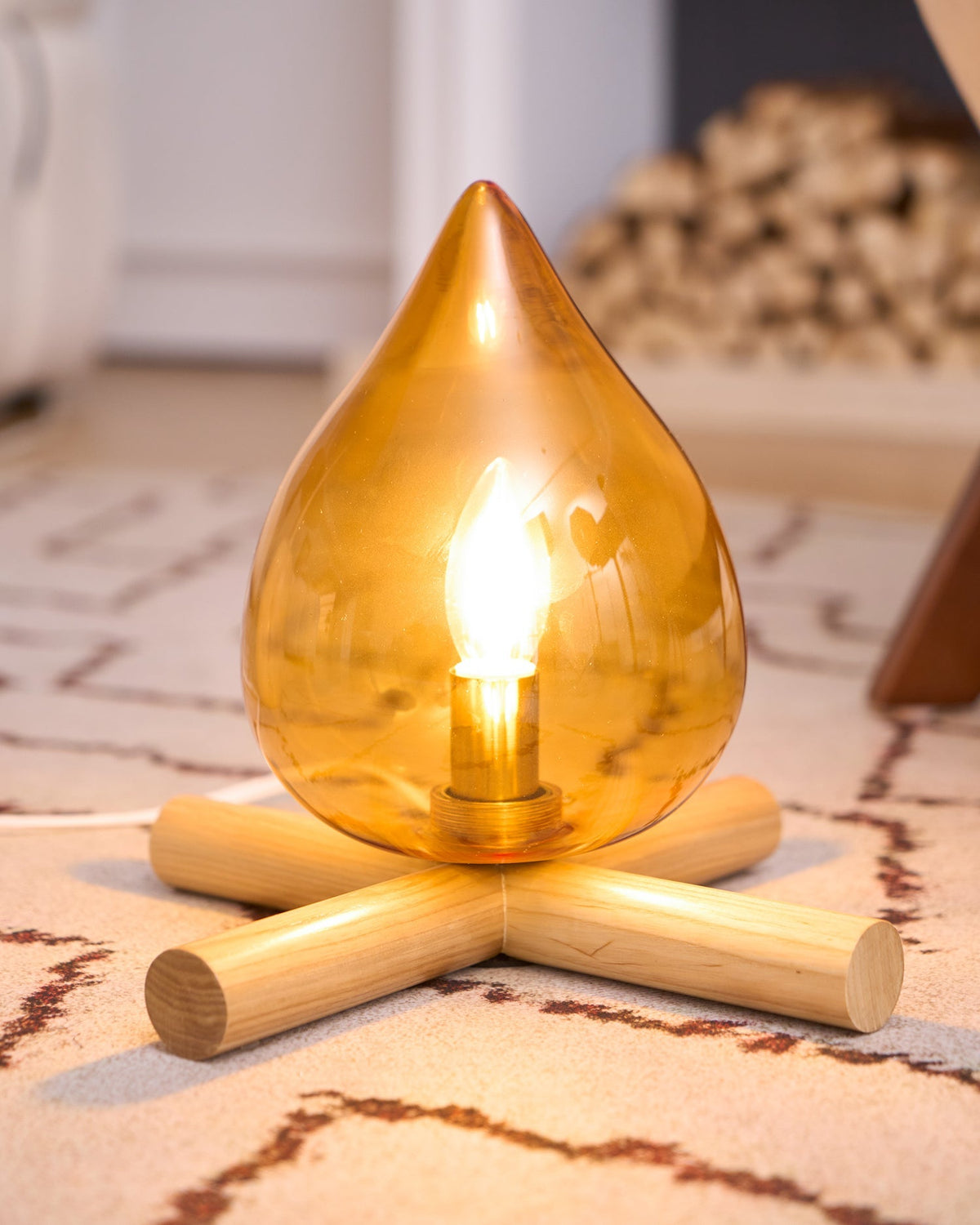 Handcrafted Orb Desk Lamp with Adjustable Color Settings – Wood & Glass Bedside Light for Cozy Home Office Reading Nook Nightstand – 12 Inch | Thomler