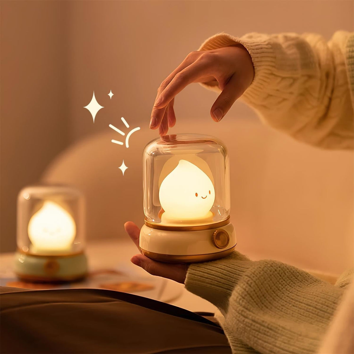 Vintage-Style Flame LED Accent Lamp 4 in Adjustable Brightness USB Rechargeable Bedroom Nightstand Reading Desk Decor | Thomler
