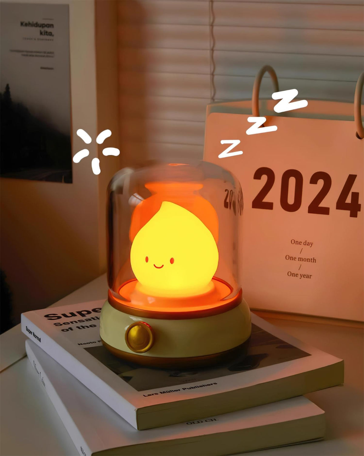 Vintage-Style Flame LED Accent Lamp 4 in Adjustable Brightness USB Rechargeable Bedroom Nightstand Reading Desk Decor | Thomler