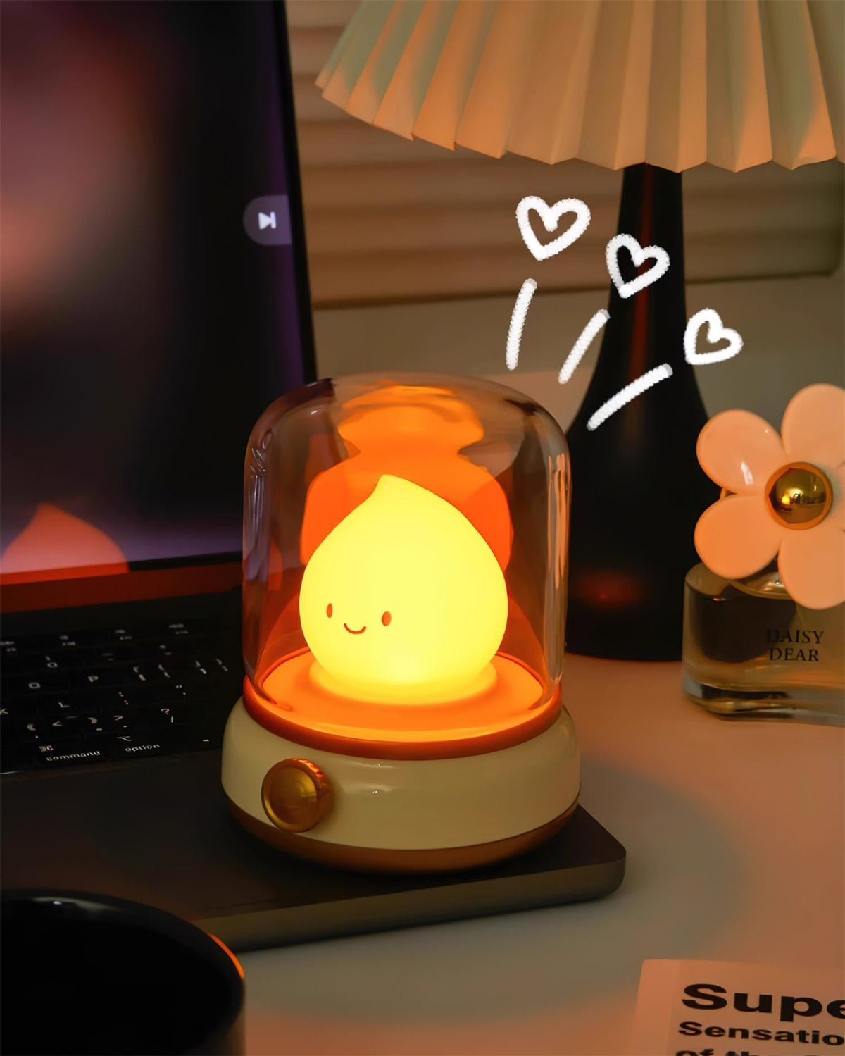 Vintage-Style Flame LED Accent Lamp 4 in Adjustable Brightness USB Rechargeable Bedroom Nightstand Reading Desk Decor | Thomler