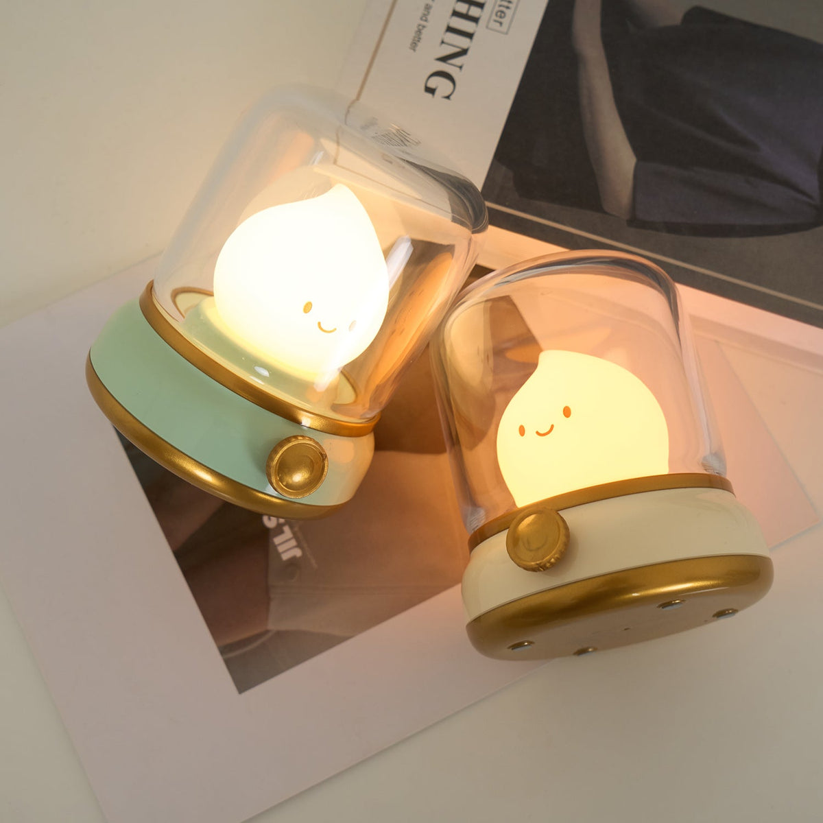 Vintage-Style Flame LED Accent Lamp 4 in Adjustable Brightness USB Rechargeable Bedroom Nightstand Reading Desk Decor | Thomler