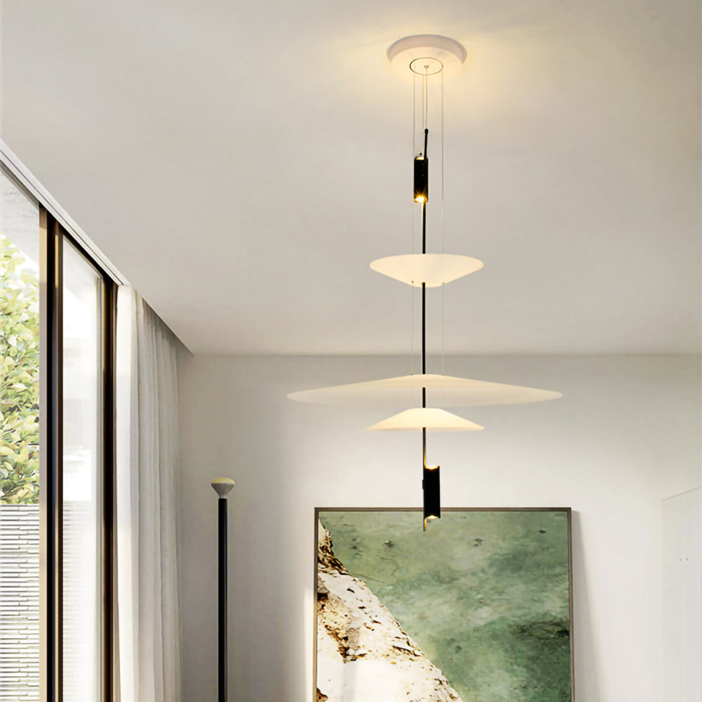 Lámpara de techo LED moderna de 26 pulgadas, acrílico blanco, altura ajustable, para cocina, comedor, dormitorio, entrada, iluminación de techo